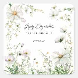 Pegatina Cuadrada Budget Purple Florals Bridgerton Bridal Shower