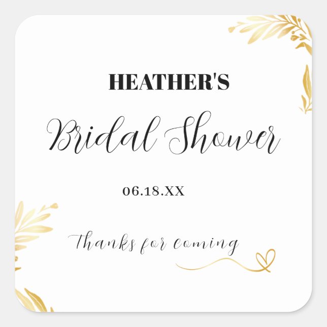 Pegatina Cuadrada Budget rústico Ducha dorada Bridgerton, gold (Anverso)