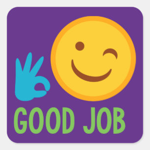 Pegatina Cuadrada Buena emoji del trabajo
