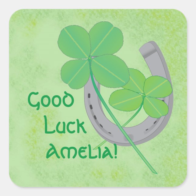 Pegatina Cuadrada Buena suerte (Anverso)