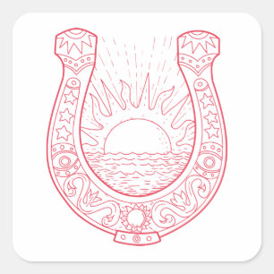 Pegatina Cuadrada Buena suerte herradura