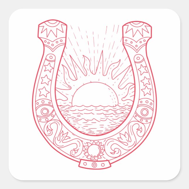 Pegatina Cuadrada Buena suerte Horseshoe (Anverso)