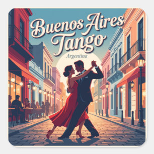 Pegatina Cuadrada Buenos Aires Tango Argentina