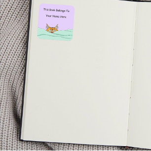 Pegatina Cuadrada Buenos días Naranja Cat Funny