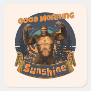 Pegatina Cuadrada Buenos Días Sol Funny Bigfoot
