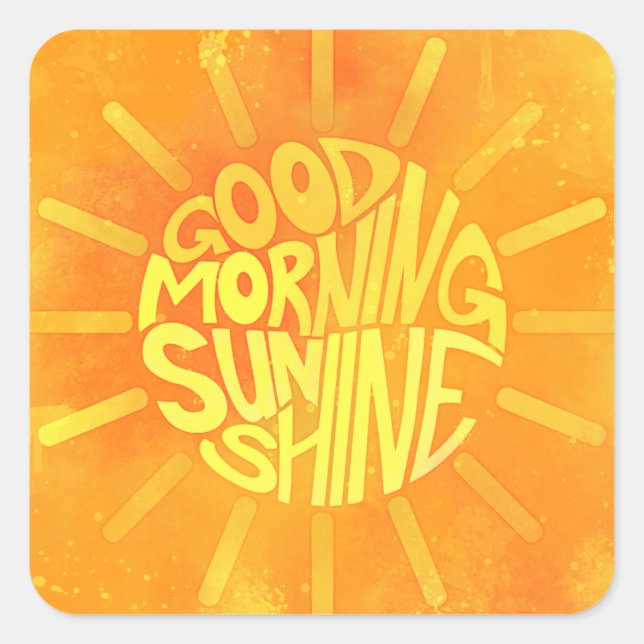 Pegatina Cuadrada Buenos Días, Sunshine! (Anverso)