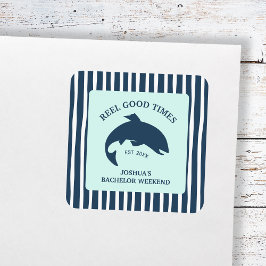 Pegatina Cuadrada Buenos tiempos para el partido del bachiller pesqu