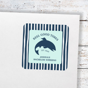 Pegatina Cuadrada Buenos tiempos para el partido del bachiller pesqu