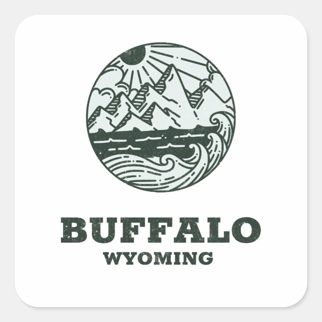 Pegatina Cuadrada Búfalo - Wyoming (Anverso)