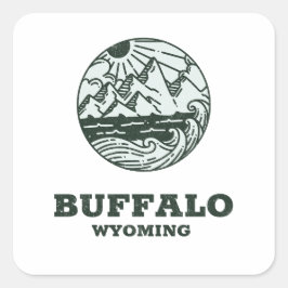 Pegatina Cuadrada Búfalo - Wyoming