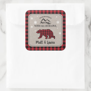 Pegatina Cuadrada Buffalo Check Lumberjack Gracias