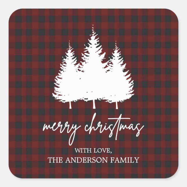 Pegatina Cuadrada Buffalo personalizado jugado Feliz Navidad (Anverso)