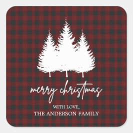 Pegatina Cuadrada Buffalo personalizado jugado Feliz Navidad