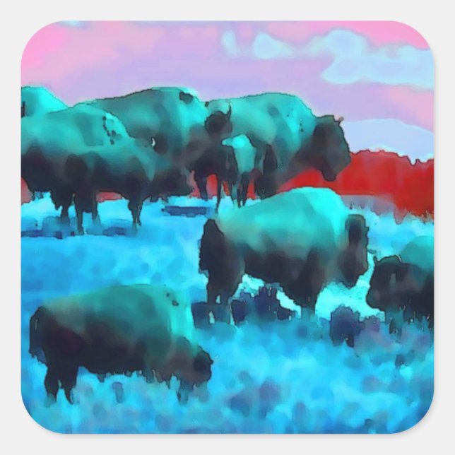 Pegatina Cuadrada Buffaloes (Anverso)