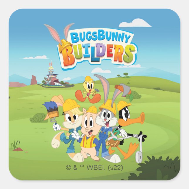 Pegatina Cuadrada BUGS BUNNY BUILDERS™| The Looney Builders Group (Anverso)