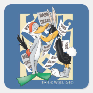 Pegatina Cuadrada BUGS BUNNY™ & DAFFY DUCK™ Listos para la Temporada