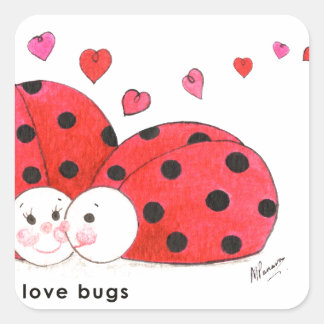 Pegatina Cuadrada Bugs de amor
