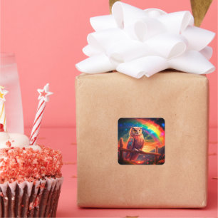 Pegatina Cuadrada Búho