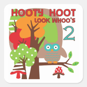 Pegatina Cuadrada Búho camisetas y regalos de cumpleaños