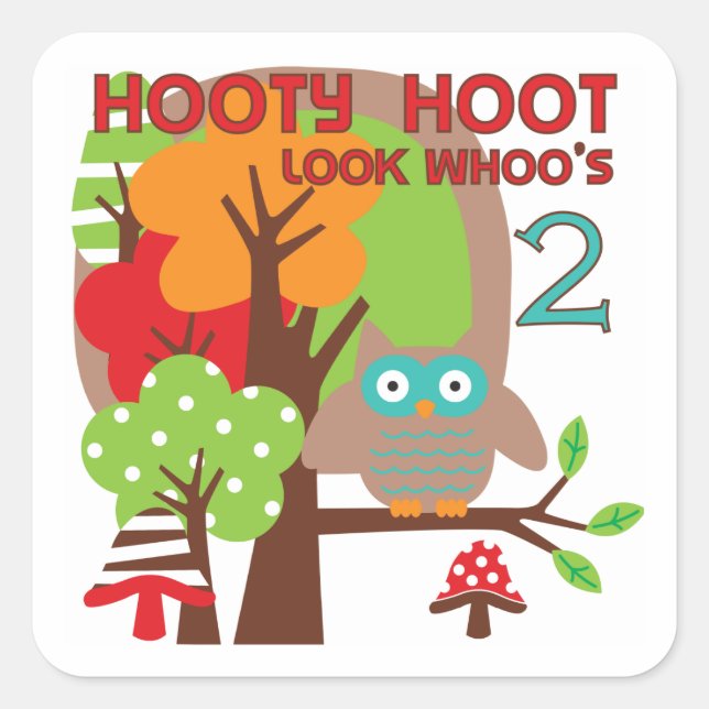 Pegatina Cuadrada Búho camisetas y regalos de cumpleaños (Anverso)