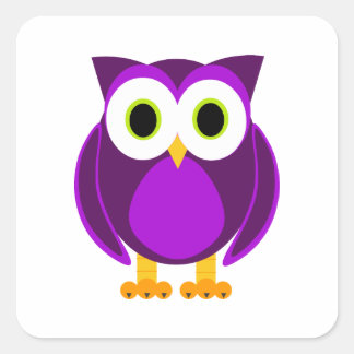 Pegatina Cuadrada Búho morado