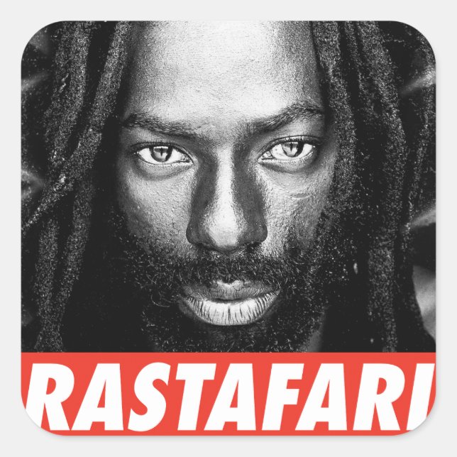 Pegatina Cuadrada Buju Rastafari Rasta Bless One Love Roots Sticker  (Anverso)