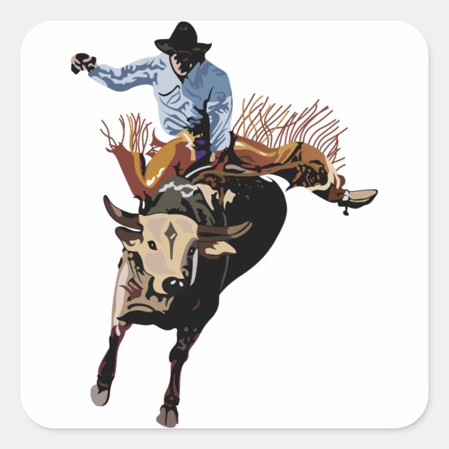 Pegatina Cuadrada Bull Rider (Anverso)