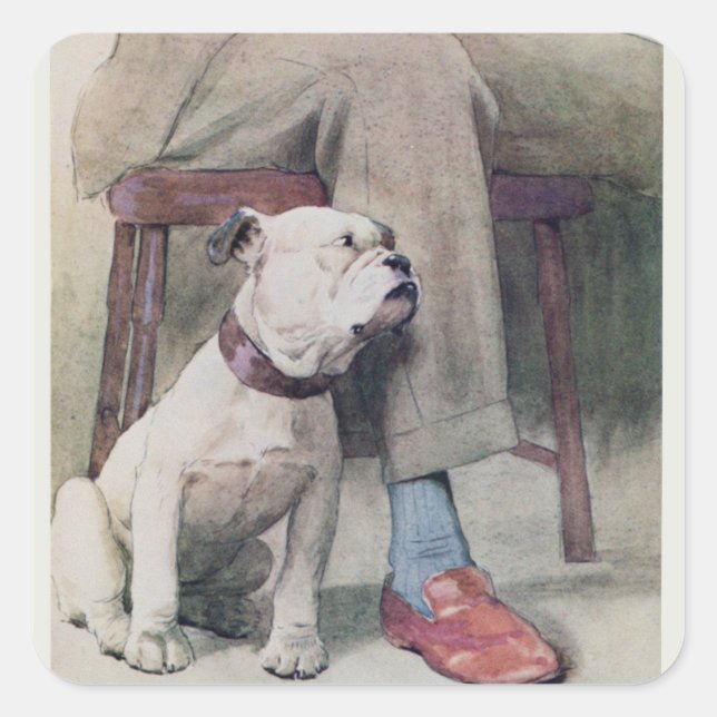 Pegatina Cuadrada Bulldog (Anverso)