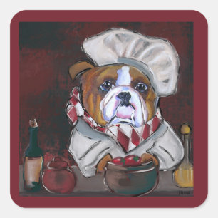 Pegatina Cuadrada Bulldog Chef