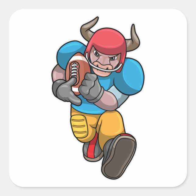 Pegatina Cuadrada Bulldog en deportes con fútbol y casco (Anverso)