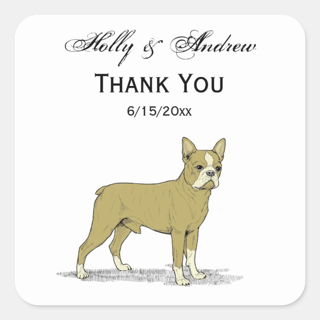 Pegatina Cuadrada Bulldog francés con estilo de época C (Anverso)