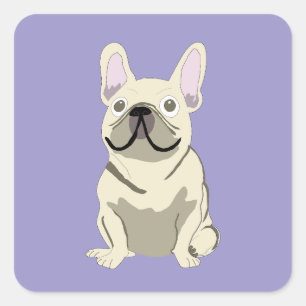 Pegatina Cuadrada Bulldog Francés Crema, 