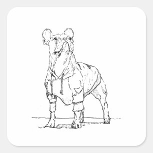Pegatina Cuadrada Bulldog Francés Divertido - Pensando en Ti