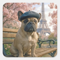 Bulldog Francés en un Banco de un Parque de París