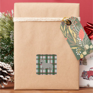 Pegatina Cuadrada Bulldog francés gris, Navidades jugados