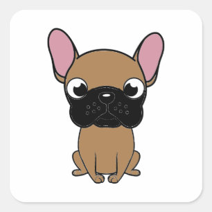 Pegatina Cuadrada bulldog francés nuevo personalizado kawaii fawn