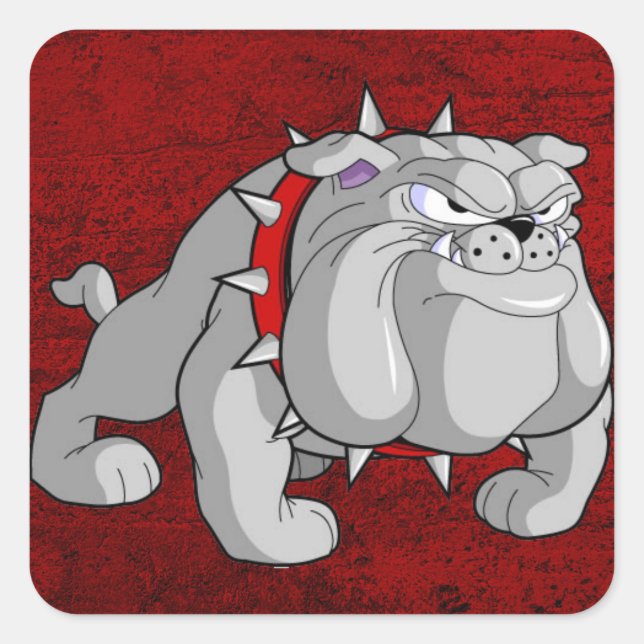 PEGATINA CUADRADA BULLDOG GRAY PERSONALIZADO (Anverso)