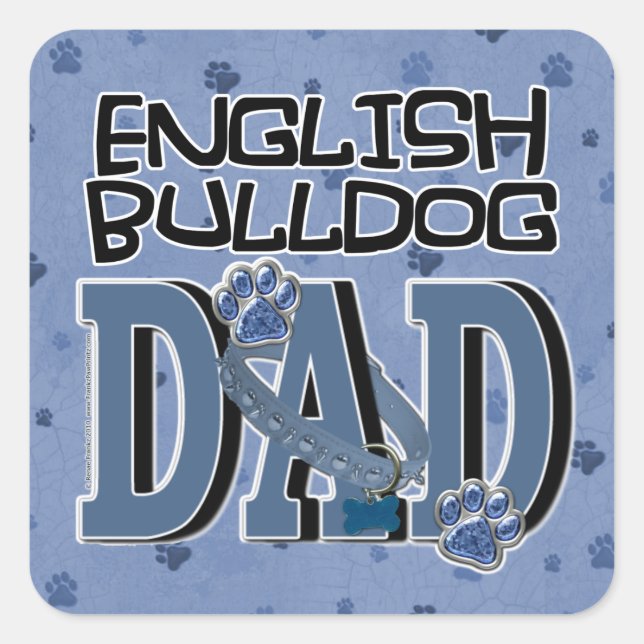 Pegatina Cuadrada Bulldog inglés DAD (Anverso)
