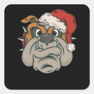 Pegatina Cuadrada Bulldog navidades