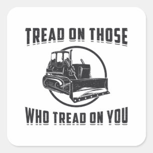 Pegatina Cuadrada Bulldozer Tread De Trabajadores De Construcción En