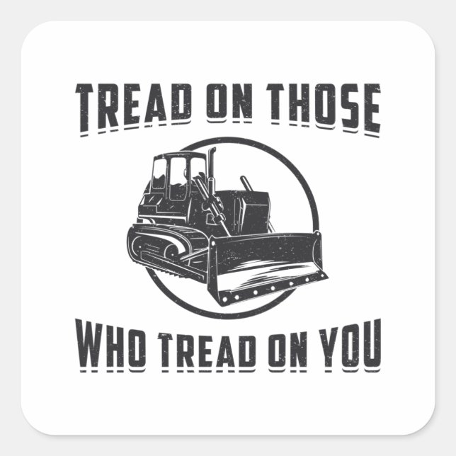 Pegatina Cuadrada Bulldozer Tread De Trabajadores De Construcción En (Anverso)