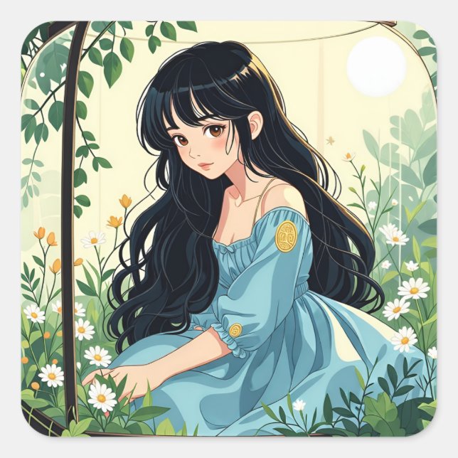 Pegatina Cuadrada Bullet Journaling Series3 - Terrarium Chica 3 (Anverso)