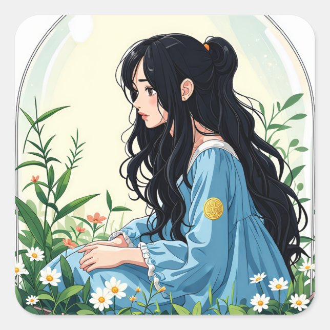 Pegatina Cuadrada Bullet Journaling Series4 - Terrarium Chica 4 (Anverso)