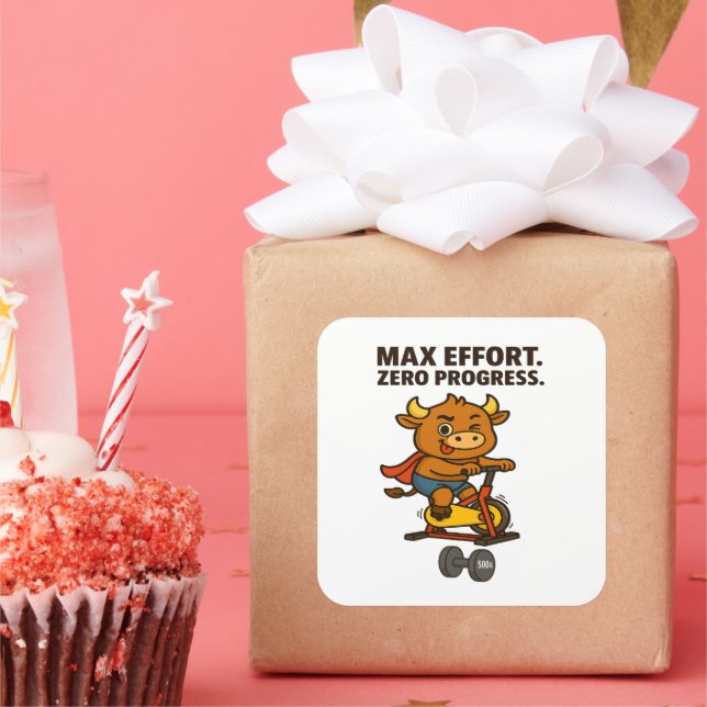 Pegatina Cuadrada Bullio Gym Humor Pegatina: regalo de mordaza (Fiesta)