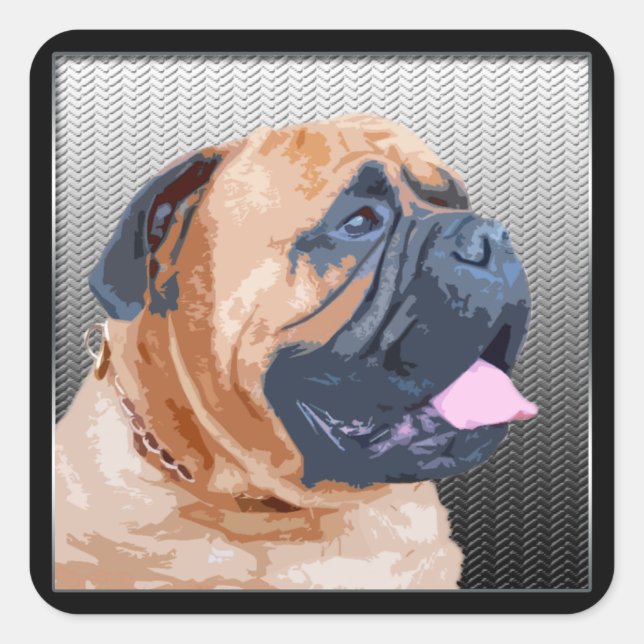 Pegatina Cuadrada Bullmastiff (Anverso)