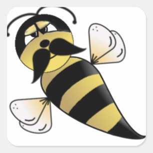 Pegatina Cuadrada Bumble Bee con bigote