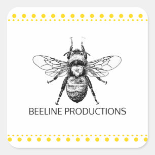Pegatina Cuadrada Bumble Bee Gold