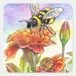 Pegatina Cuadrada Bumblebee Y Marigold