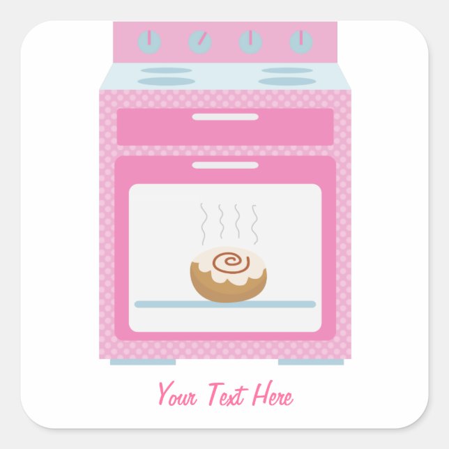 Pegatina Cuadrada Bun In Oven (personalizable rosa) (Anverso)