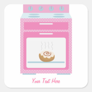 Pegatina Cuadrada Bun In Oven (personalizable rosa)